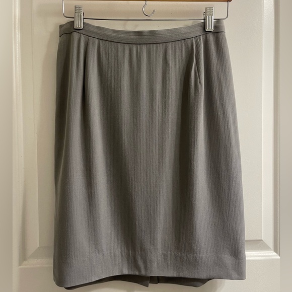 Oscar de la Renta Gray Wool-Blend Pencil SkirtSize 10